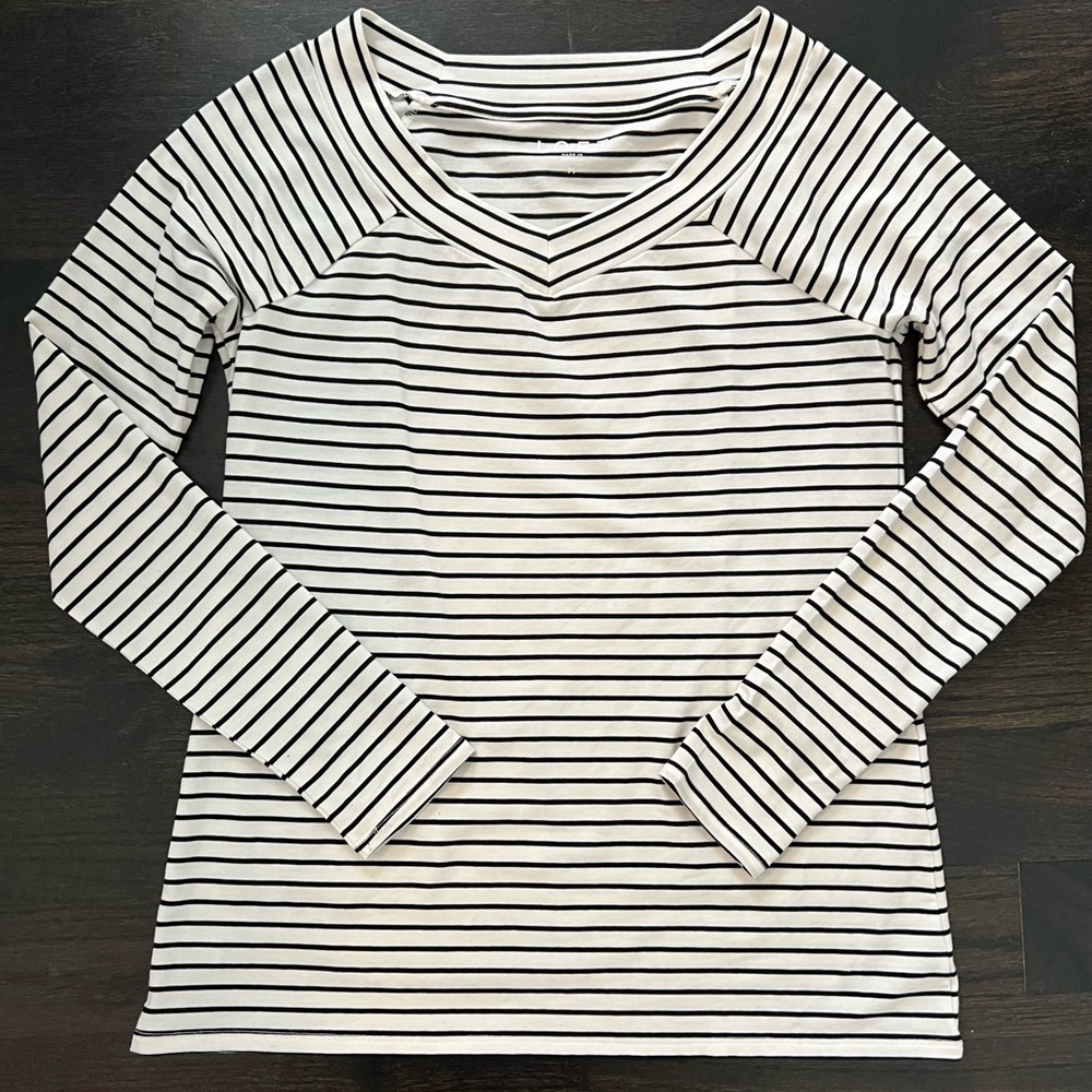 LOFT Long Sleeve Striped Top Sz M